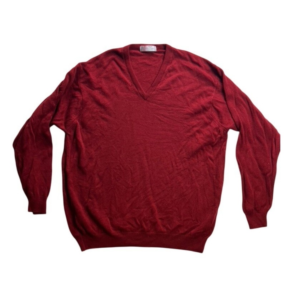 St Michael Marks &‎ Spencer Mens Red Lambswool V-Neck Sweater Size Large UK FLAW